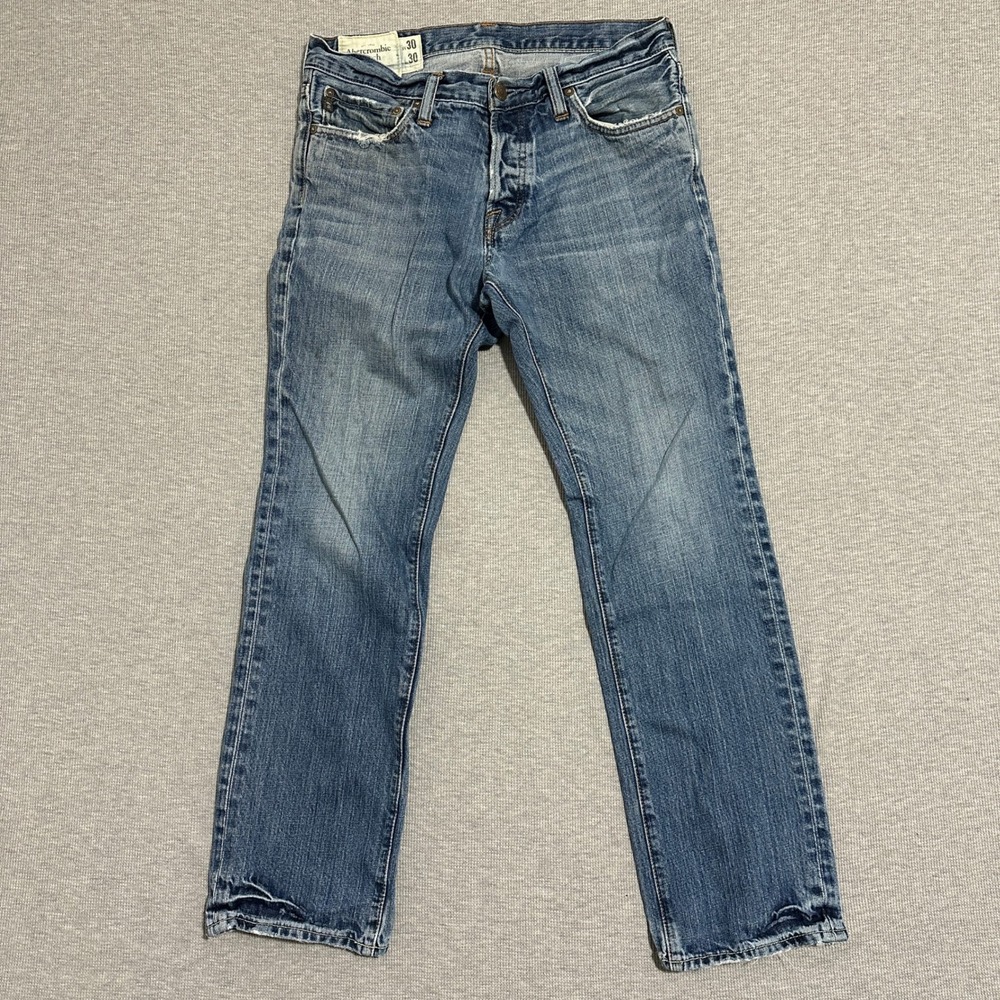 Abercrombie & Fitch Remsen Mens Low Rise Slim Straight Jeans Blue 30x30